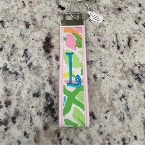 L Monogrammed Initial Keychain Key Fob New with Tags